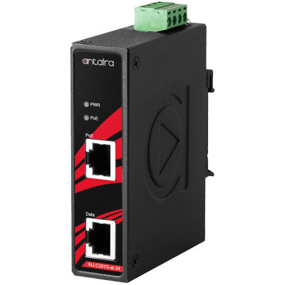 Antaira INJ-C201G-at-24 (-T) 30-watt Industrial Gigabit PoE+ Injector
